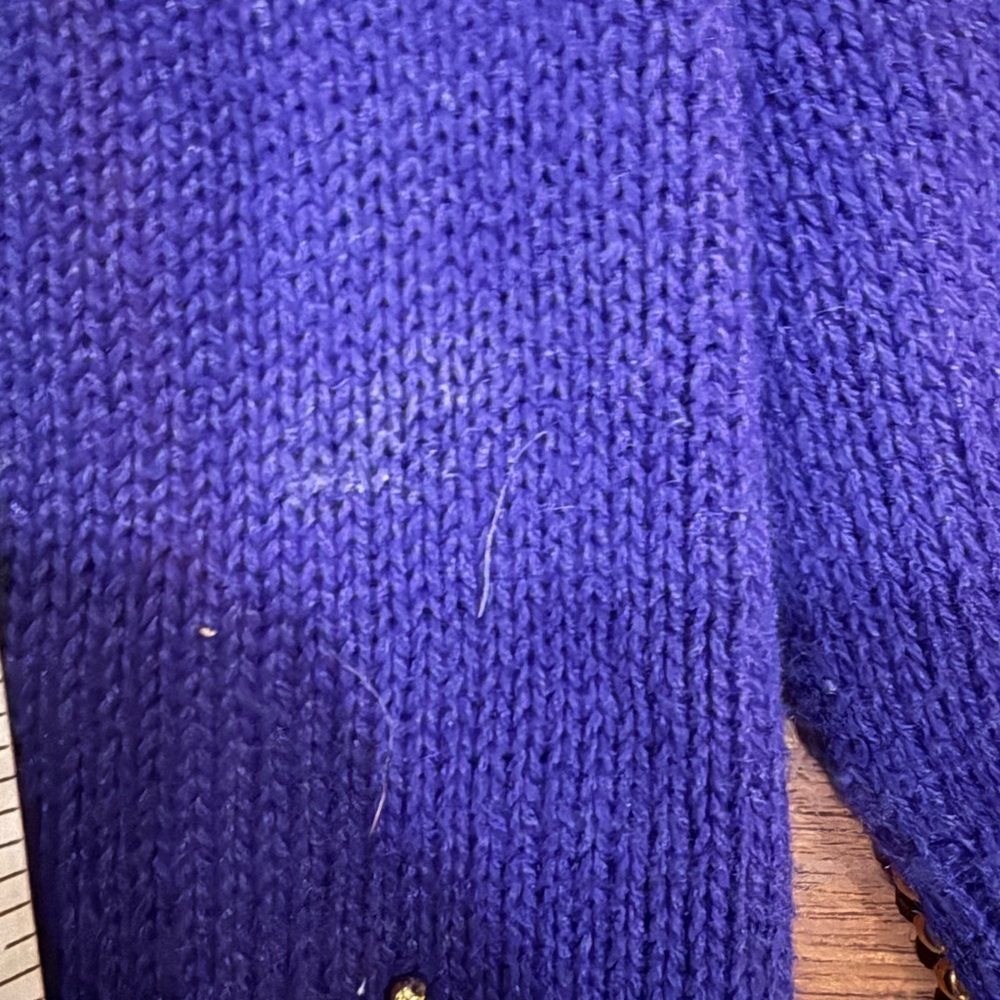 Vintage Purple Studded Knit Sweater Beaded Collar Size M - Picture 12 of 12